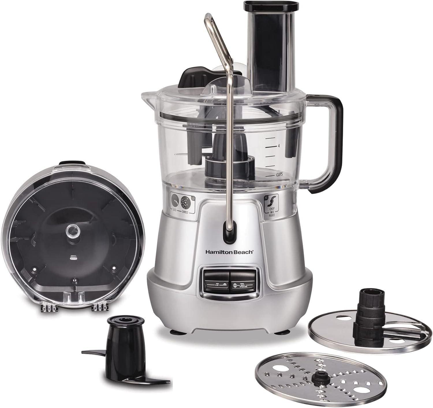 Hamilton Beach Stack  Snap 8-Cup Food Processor  Vegetable Chopper with Adjustable Slicing Blade, Built-in Bowl Scraper  Storage Case, Silver (70820) Hamilton Beach Stack  Snap 8-Cup Food Processor  Vegetable Chopper with Adjustable Slicing Blade, Built-in Bowl Scraper  Storage Case, Silver (70820)