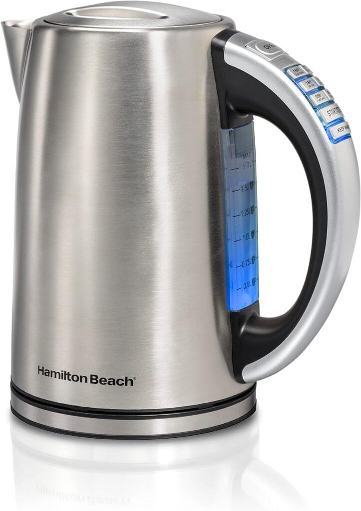 Hamilton Beach Temperature Control Electric Tea Kettle, Water Boiler Heater, 1.7 Liter, Fast Boiling 1500 Watts, BPA Free, Cordless, Auto-Shutoff and Boil-Dry Protection, Stainless Steel (41020R) Hamilton Beach Temperature Control Electric Tea Kettle, Water Boiler Heater, 1.7 Liter, Fast Boiling 1500 Watts, BPA Free, Cordless, Auto-Shutoff and Boil-Dry Protection, Stainless Steel (41020R)