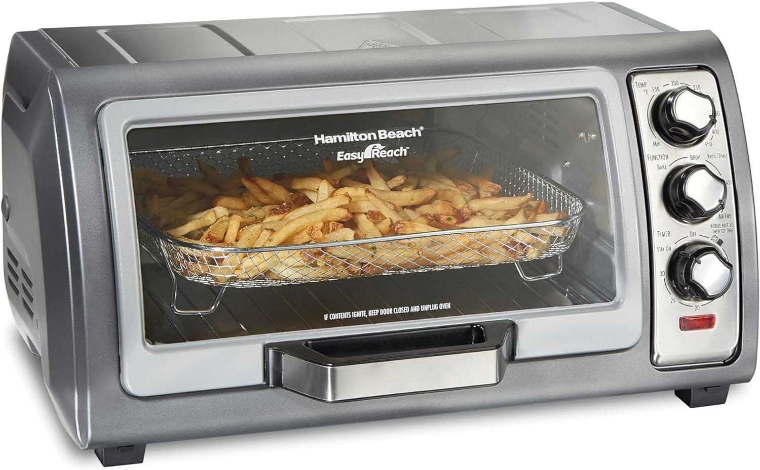 Hamilton Beach Toaster Oven Air Fryer Combo with Large Capacity, Fits 6 Slices or 12” Pizza, 4 Cooking Functions for Convection, Bake, Broil, Roll-Top Door, Easy Reach Sure-Crisp, Stainless Steel Hamilton Beach Toaster Oven Air Fryer Combo with Large Capacity, Fits 6 Slices or 12” Pizza, 4 Cooking Functions for Convection, Bake, Broil, Roll-Top Door, Easy Reach Sure-Crisp, Stainless Steel