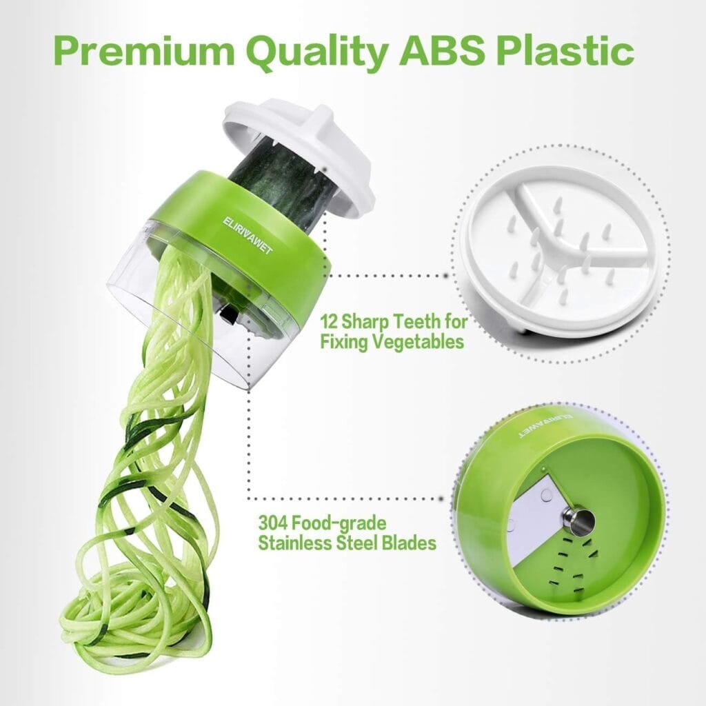 Handheld Spiralizer Vegetable Slicer, 4 in 1 Heavy Duty Veggie Spiral Cutter - Zoodle Pasta Spaghetti Maker 8.47cm Handheld Spiralizer Vegetable Slicer, 4 in 1 Heavy Duty Veggie Spiral Cutter - Zoodle Pasta Spaghetti Maker 8.47cm