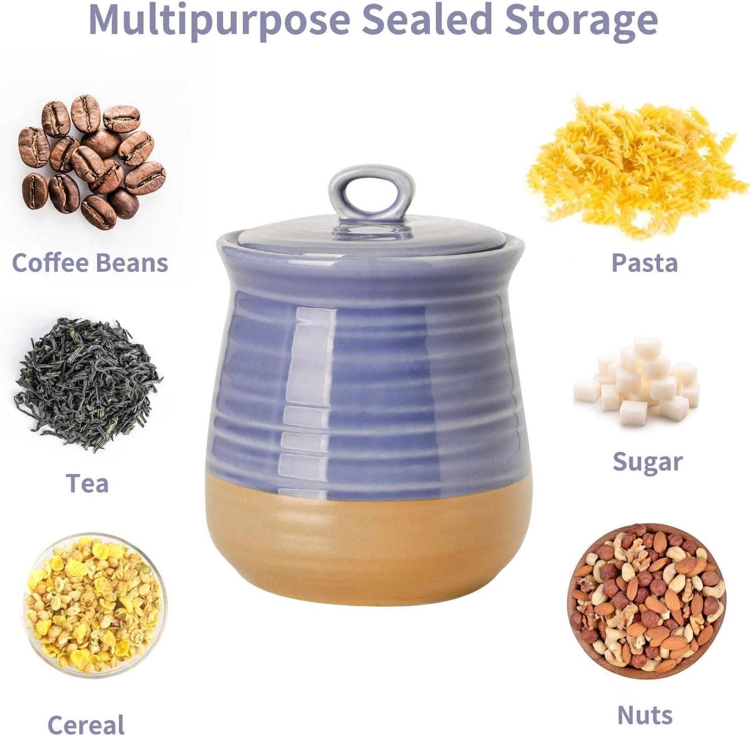 Hasense Ceramic Food Storage Jar, 88 OZ Large Kitchen Canister with Lid, Airtight Food Storage Containers for Candy, Coffee Bean, Cookies, Flours, Rice, Cereal, Spice, White Farmhouse Decor Hasense Ceramic Food Storage Jar, 88 OZ Large Kitchen Canister with Lid, Airtight Food Storage Containers for Candy, Coffee Bean, Cookies, Flours, Rice, Cereal, Spice, White Farmhouse Decor