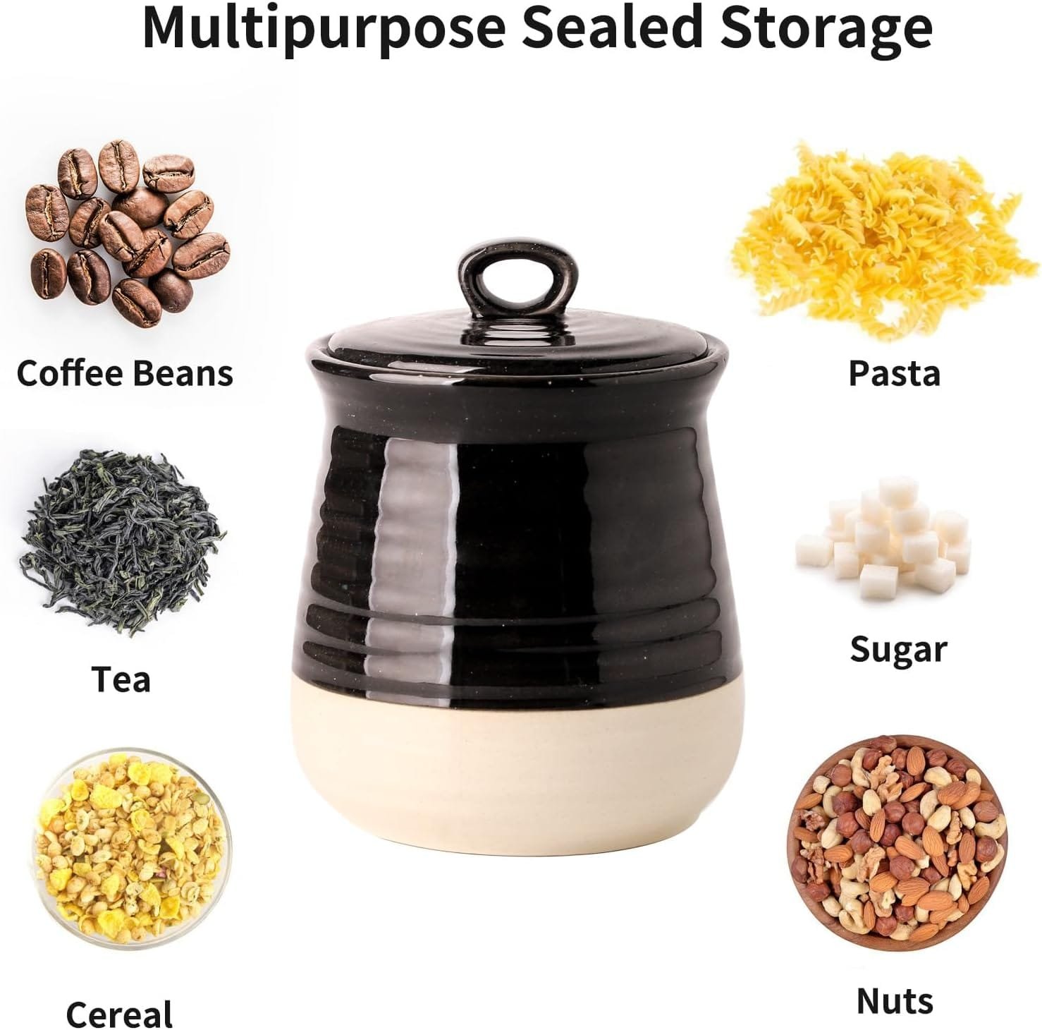 Hasense Ceramic Food Storage Jar, 88 OZ Large Kitchen Canister with Lid, Airtight Food Storage Containers for Candy, Coffee Bean, Cookies, Flours, Rice, Cereal, Spice, White Farmhouse Decor Hasense Ceramic Food Storage Jar, 88 OZ Large Kitchen Canister with Lid, Airtight Food Storage Containers for Candy, Coffee Bean, Cookies, Flours, Rice, Cereal, Spice, White Farmhouse Decor