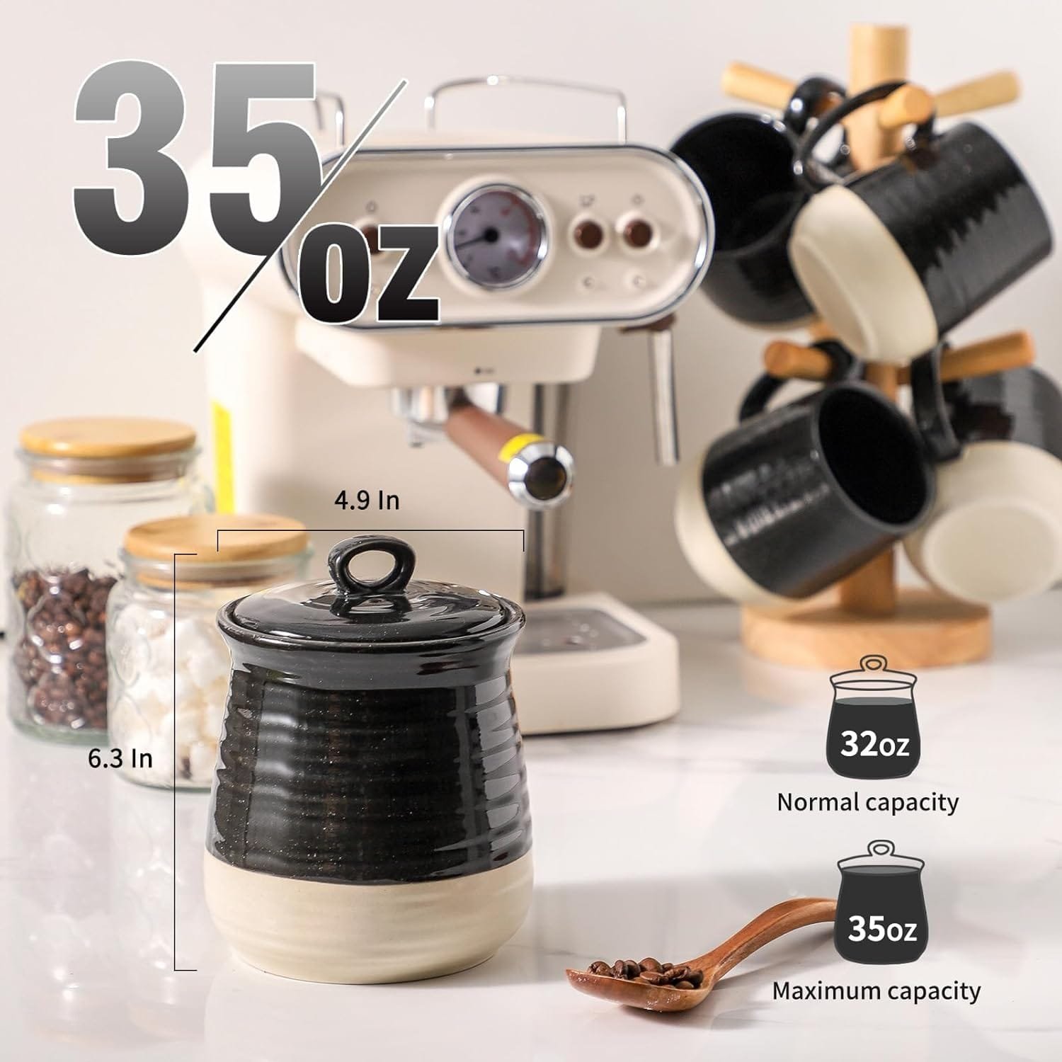 Hasense Ceramic Food Storage Jar, 88 OZ Large Kitchen Canister with Lid, Airtight Food Storage Containers for Candy, Coffee Bean, Cookies, Flours, Rice, Cereal, Spice, White Farmhouse Decor Hasense Ceramic Food Storage Jar, 88 OZ Large Kitchen Canister with Lid, Airtight Food Storage Containers for Candy, Coffee Bean, Cookies, Flours, Rice, Cereal, Spice, White Farmhouse Decor