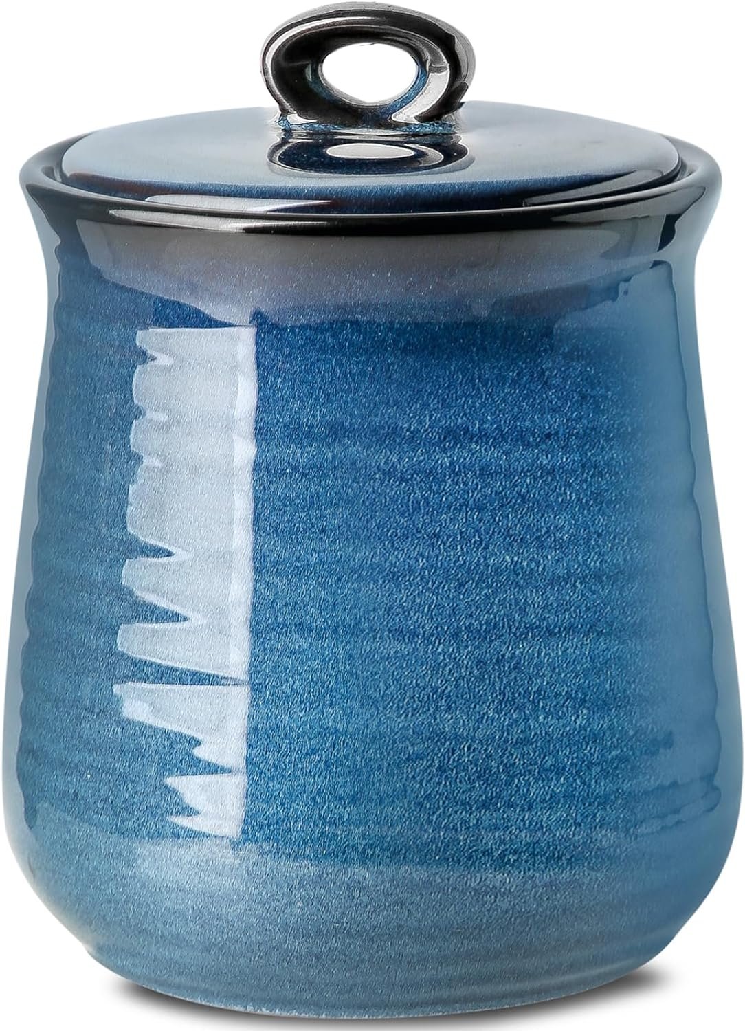 Hasense Kitchen Canisters Set with Airtight Lid for Countertop, 25 Ounce Ceramic Vintage Food Storage Jars Containers Set of 3 with Cover for Coffee, Sugar, Tea, Spice, Candy and Nut, Navy