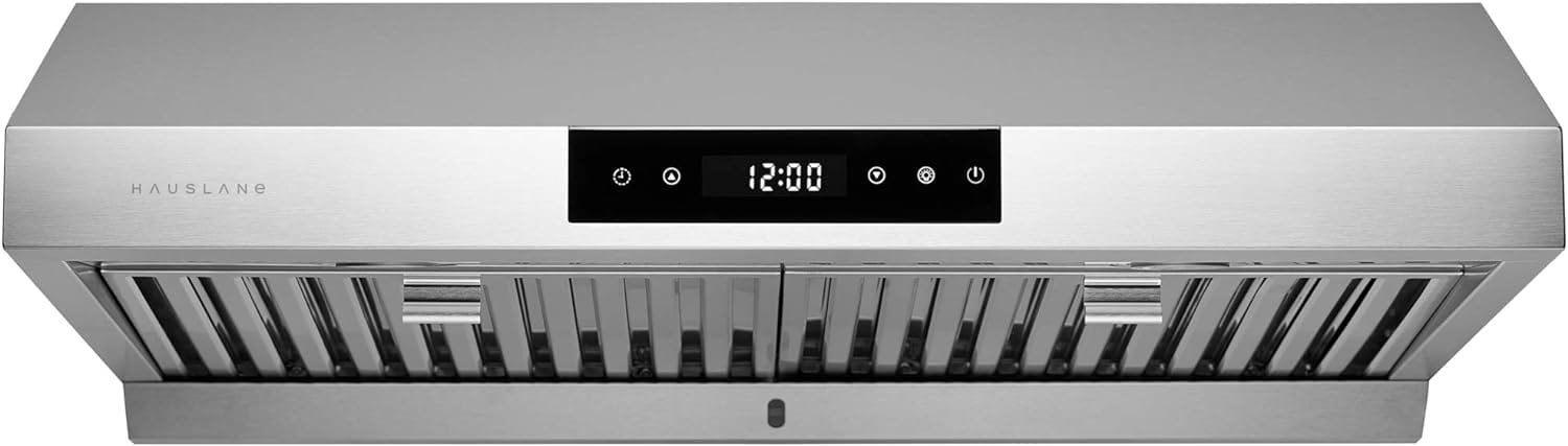 Hauslane, Chef Series 36 PS18 Under Cabinet Range Hood, Stainless Steel | Pro Performance | Contemporary Design, Touch Screen, Dishwasher Safe Baffle Filters, LED Lamps, 3-Way Venting Hauslane, Chef Series 36 PS18 Under Cabinet Range Hood, Stainless Steel | Pro Performance | Contemporary Design, Touch Screen, Dishwasher Safe Baffle Filters, LED Lamps, 3-Way Venting