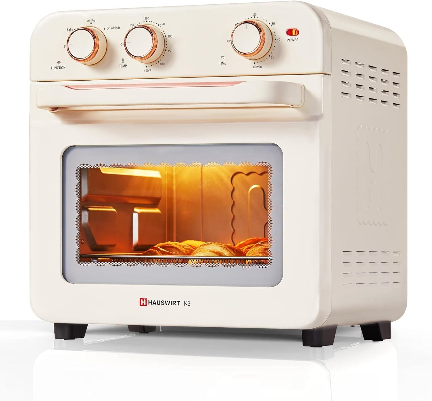 Hauswirt Air Fryer conventional oven k3,6-in-1 Combo,19L Extra Capacity Air Fryer,Baking and Frying Integrated,1250 Watts,150°F - 450°F，Non-Stick, Stainless Steel,Online Recipe Booklet