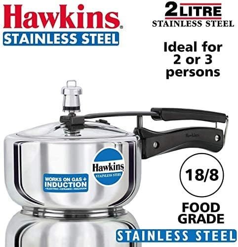 hawkins-b25-pressure-cooker-2-litre-silver - Cooking Appliance World