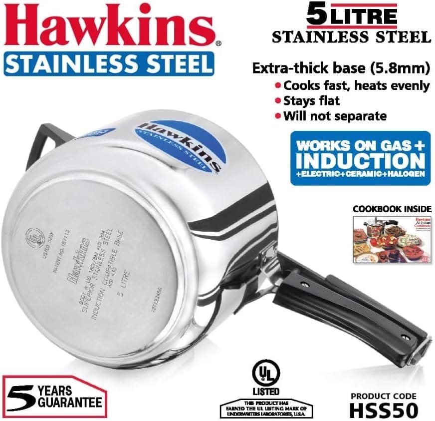 Hawkins B45 Pressure Cooker, 4 Litre, Silver Hawkins B45 Pressure Cooker, 4 Litre, Silver