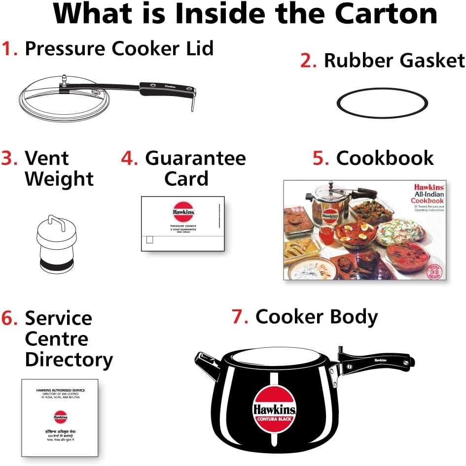 Hawkins CB20 Hard Anodised Pressure Cooker, 2-Liter, Contura Black