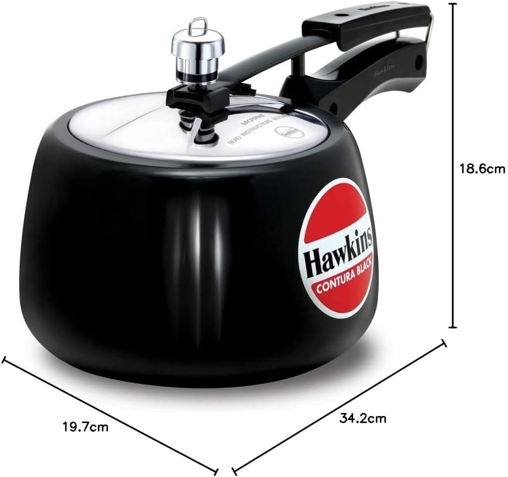 Hawkins CB20 Hard Anodised Pressure Cooker, 2-Liter, Contura Black