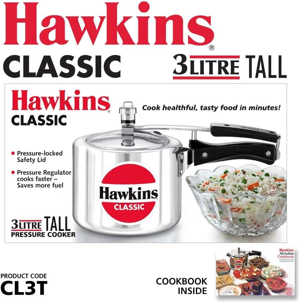 HAWKINS Classic CL15 1.5-Liter New Improved Aluminum Pressure Cooker, Small, Silver