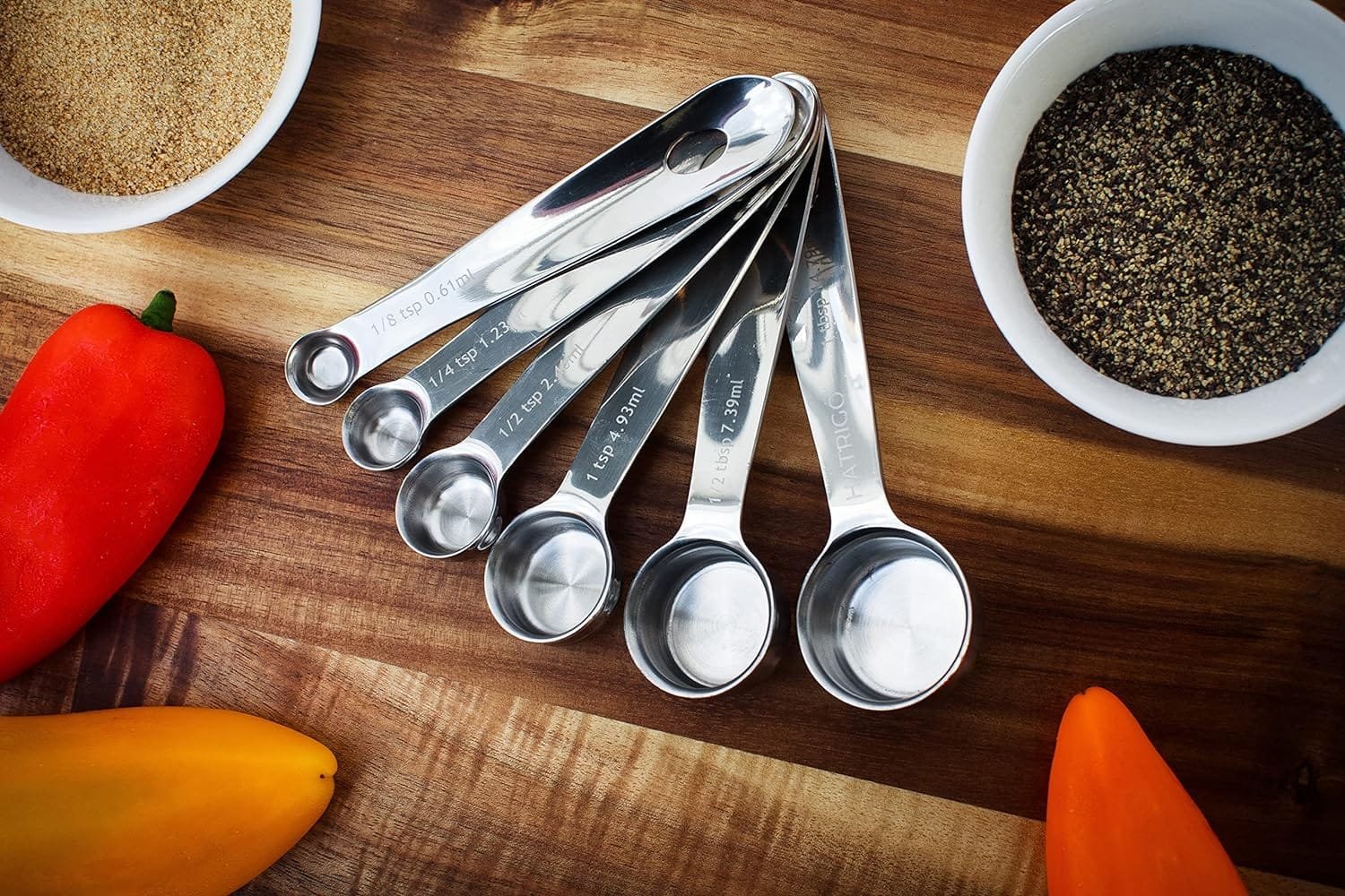 Heavy Duty Professional 10-pc Stainless Steel Measuring Cups and Spoons Set with Riveted Handles, Polished Stackable Measuring Cup and Measuring Spoon, Thick Gauge Steel, Built to Last a Lifetime