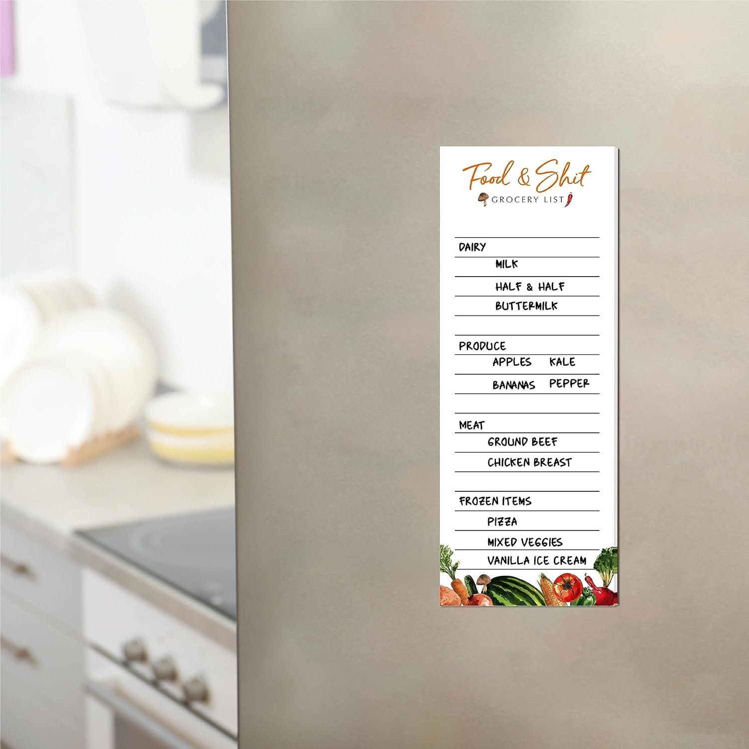 Hebayy 100 Sheets Grocery List, Magnet Notepad FoodShit Funny Shopping List Magnetic Tear Off Memo Note To Do List Planner for Refrigerator (3 x 8)