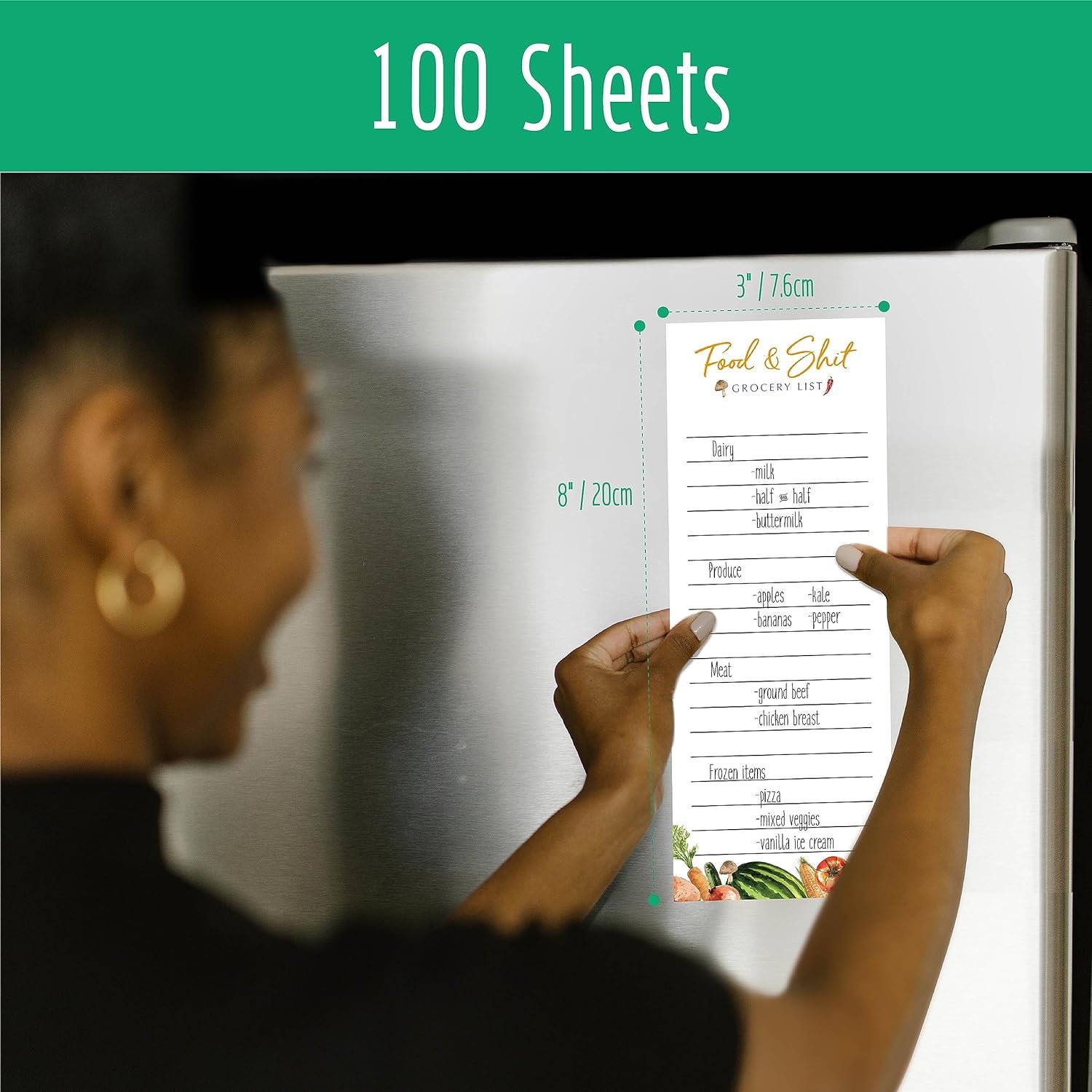 Hebayy 100 Sheets Grocery List, Magnet Notepad FoodShit Funny Shopping List Magnetic Tear Off Memo Note To Do List Planner for Refrigerator (3 x 8)