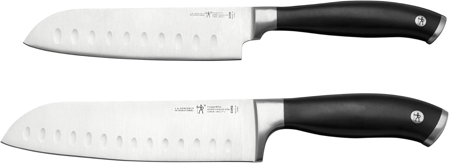 HENCKELS Forged Elite Razor-Sharp 2-Piece Santoku Knife Set, German Engineered Informed by 100+ Years of Mastery
