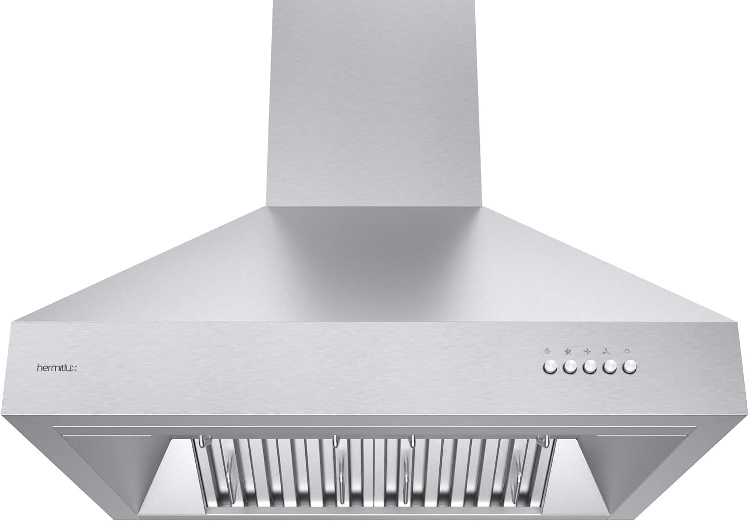 Hermitlux Range Hood 30 inch, Wall Mount Vent Hood for Kitchen with Charcoal Filter, Range Hoods with Ducted/Ductless Convertible, Black