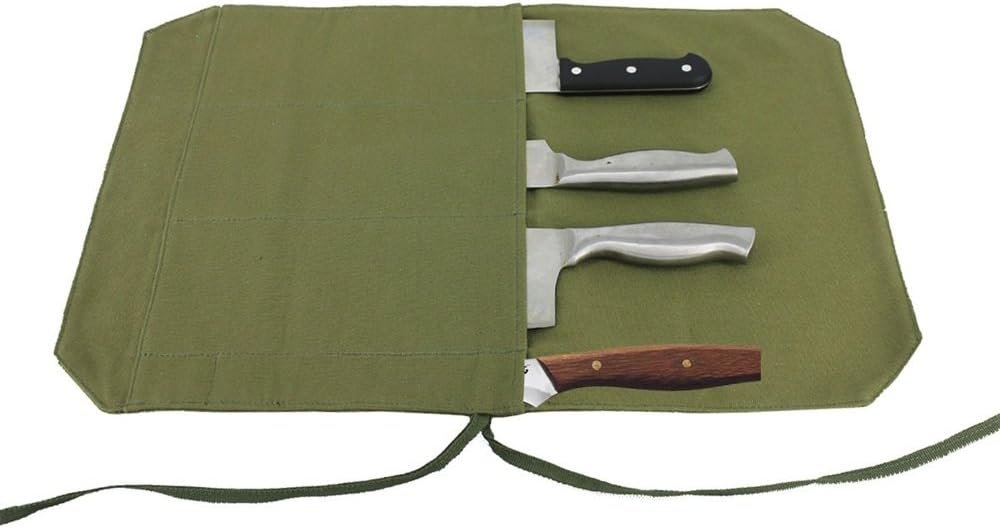 HERSENT Knife Roll, Chefs Knife Roll Bag, Portable Knife Bag, Travel Chef Knife Case Carrier Storage Bag with 4 Slots, Knife Pouch for Chef or Culinary Enthusiasts Men Women,Butcher Knife Roll Bag