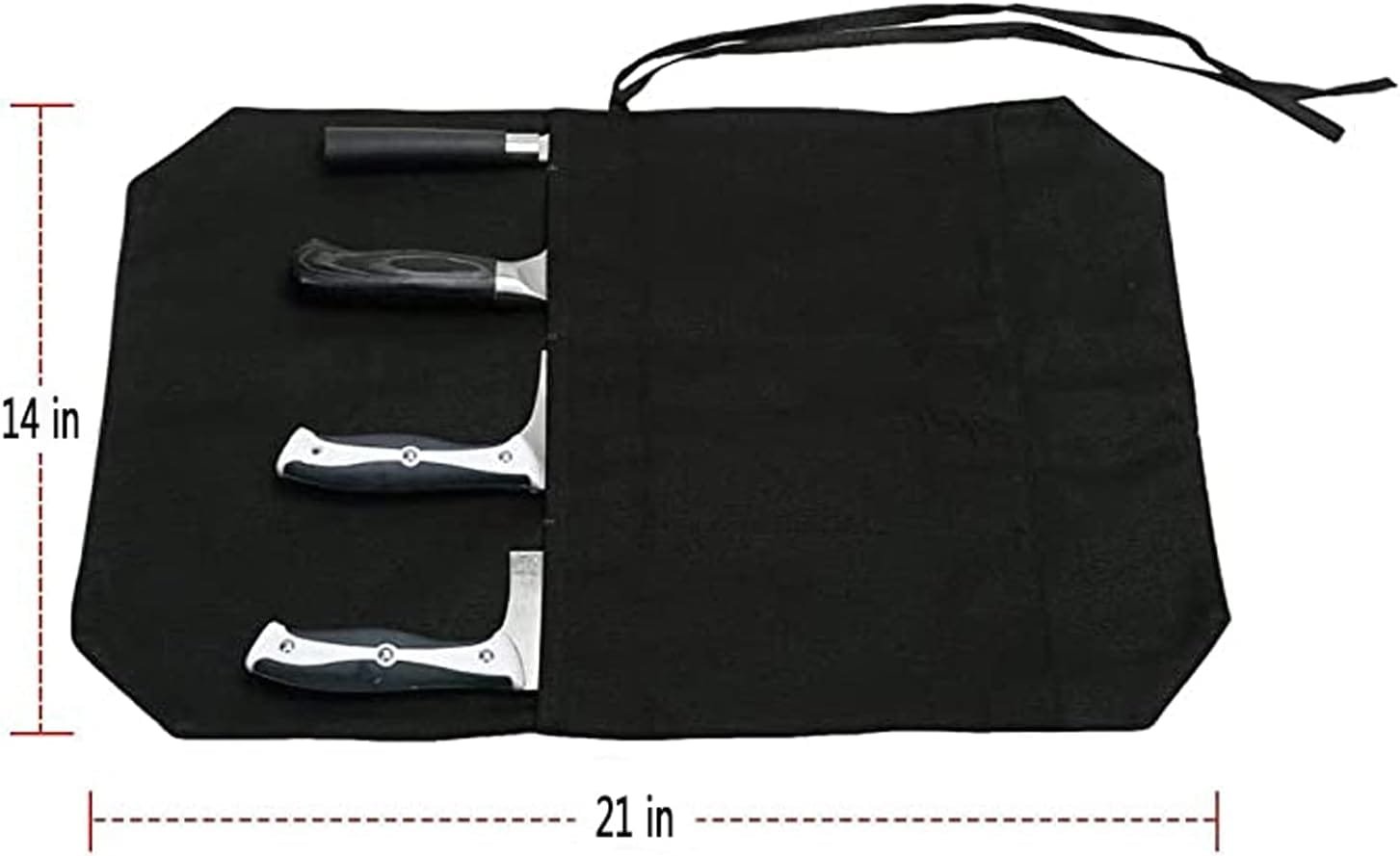 HERSENT Knife Roll, Chefs Knife Roll Bag, Portable Knife Bag, Travel Chef Knife Case Carrier Storage Bag with 4 Slots, Knife Pouch for Chef or Culinary Enthusiasts Men Women,Butcher Knife Roll Bag