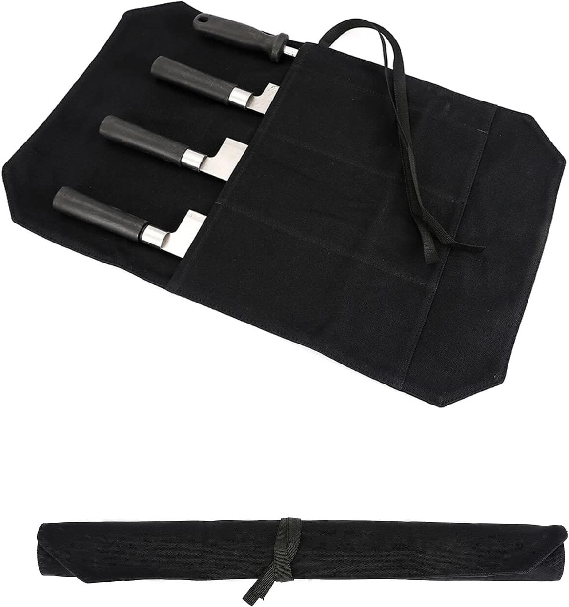 HERSENT Knife Roll, Chefs Knife Roll Bag, Portable Knife Bag, Travel Chef Knife Case Carrier Storage Bag with 4 Slots, Knife Pouch for Chef or Culinary Enthusiasts Men Women,Butcher Knife Roll Bag