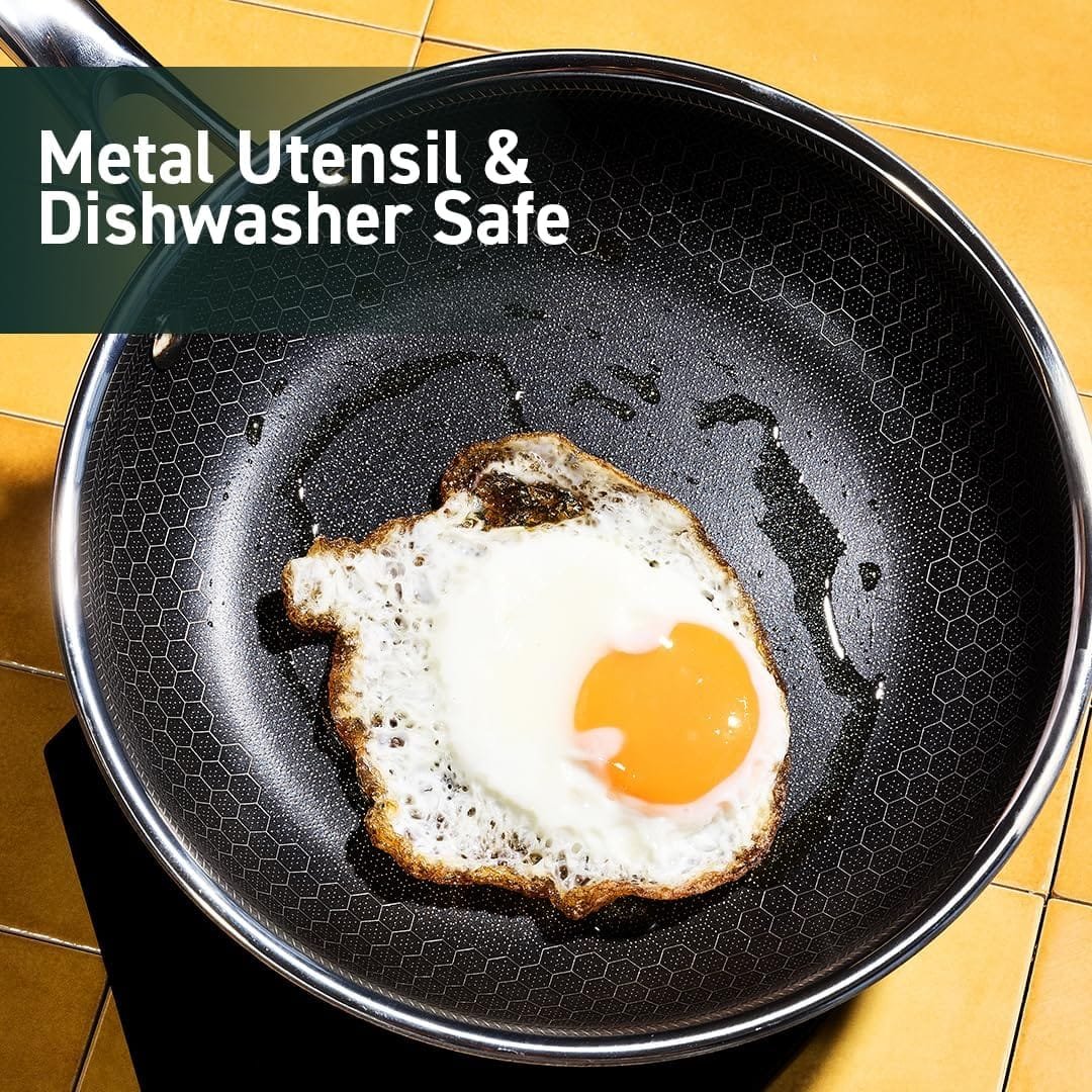 HexClad Hybrid Nonstick 7-Inch Fry Pan, Stay-Cool Handle, Dishwasher and Oven Safe, Induction Ready, Compatible with All Cooktops