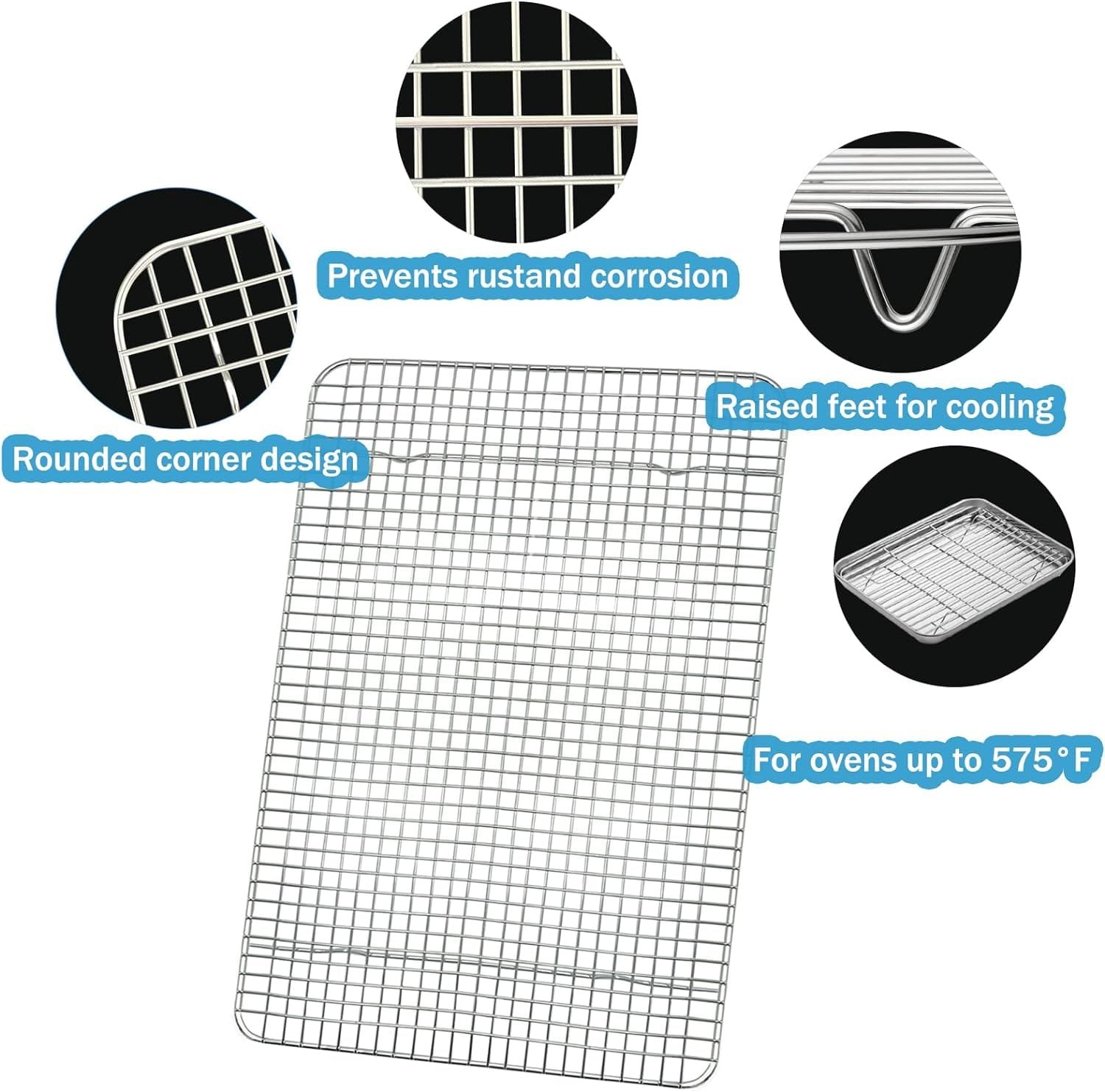 HILELIFE Cooling Rack, Oven Safe, 15 x 10 inches Baking Rack for Oven Cooking, Stainless Steel Wire Rack for Baking