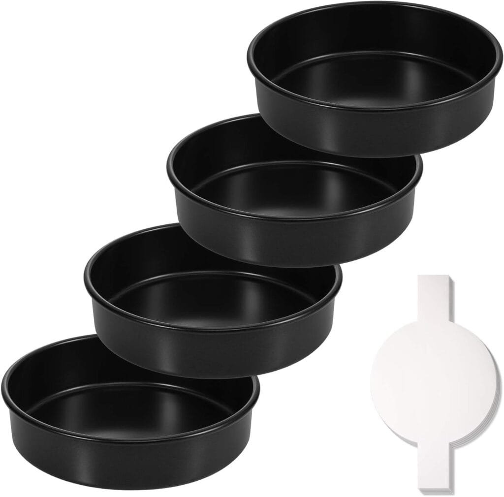 HIWARE 8-Inch Round Cake Pan Set of 3, Nonstick Baking Cake Pans with 90 Pieces Parchment Paper, Dishwasher Safe HIWARE 8-Inch Round Cake Pan Set of 3, Nonstick Baking Cake Pans with 90 Pieces Parchment Paper, Dishwasher Safe