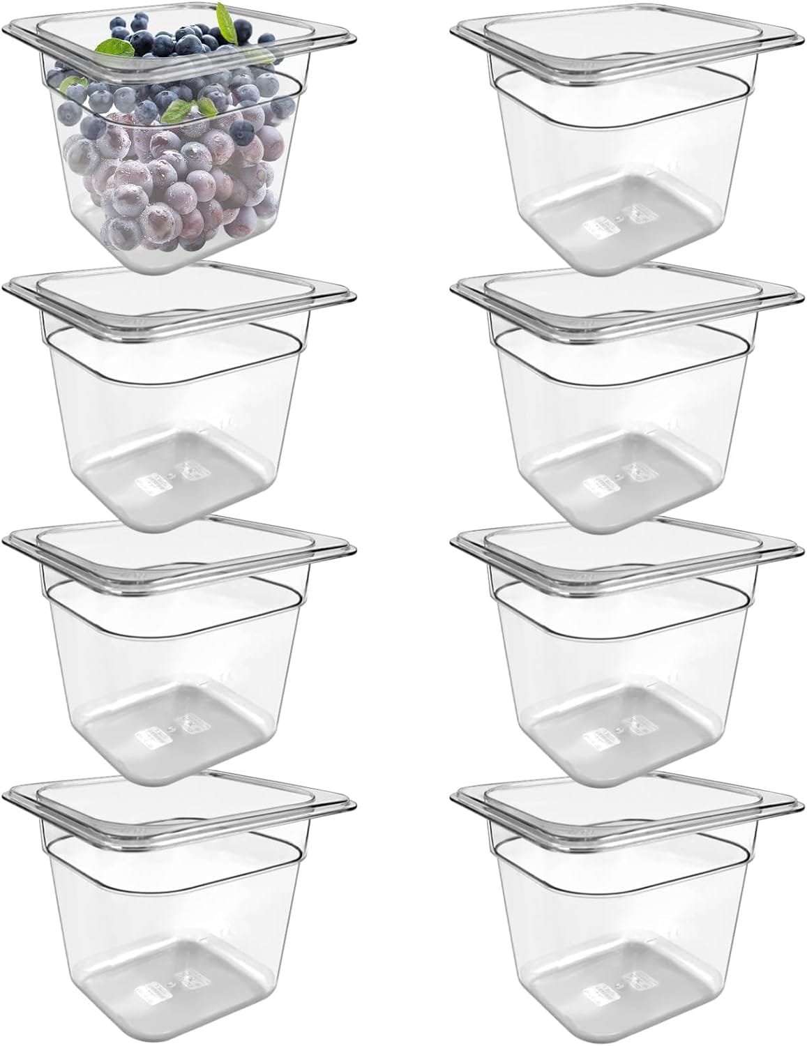 Hlimior 8 Pack Plastic Clear Food Pan 1/6 Size 6 Deep Acrylic Food Storage Containers Stackable Polycarbonate Pan with Capacity Indicator Commercial Hotel Pans for Kitchen Restaurant Food Prep Hlimior 8 Pack Plastic Clear Food Pan 1/6 Size 6 Deep Acrylic Food Storage Containers Stackable Polycarbonate Pan with Capacity Indicator Commercial Hotel Pans for Kitchen Restaurant Food Prep