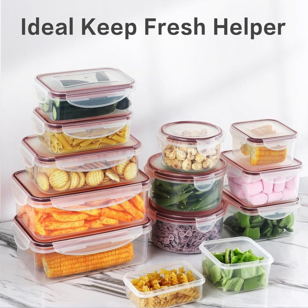 HOMBERKING 32 Pieces Food Storage Containers Set with Snap Lids (16 Lids16 Containers), Meal Prep Airtight Plastic Containers, BPA-Free Lunch Containers - Black