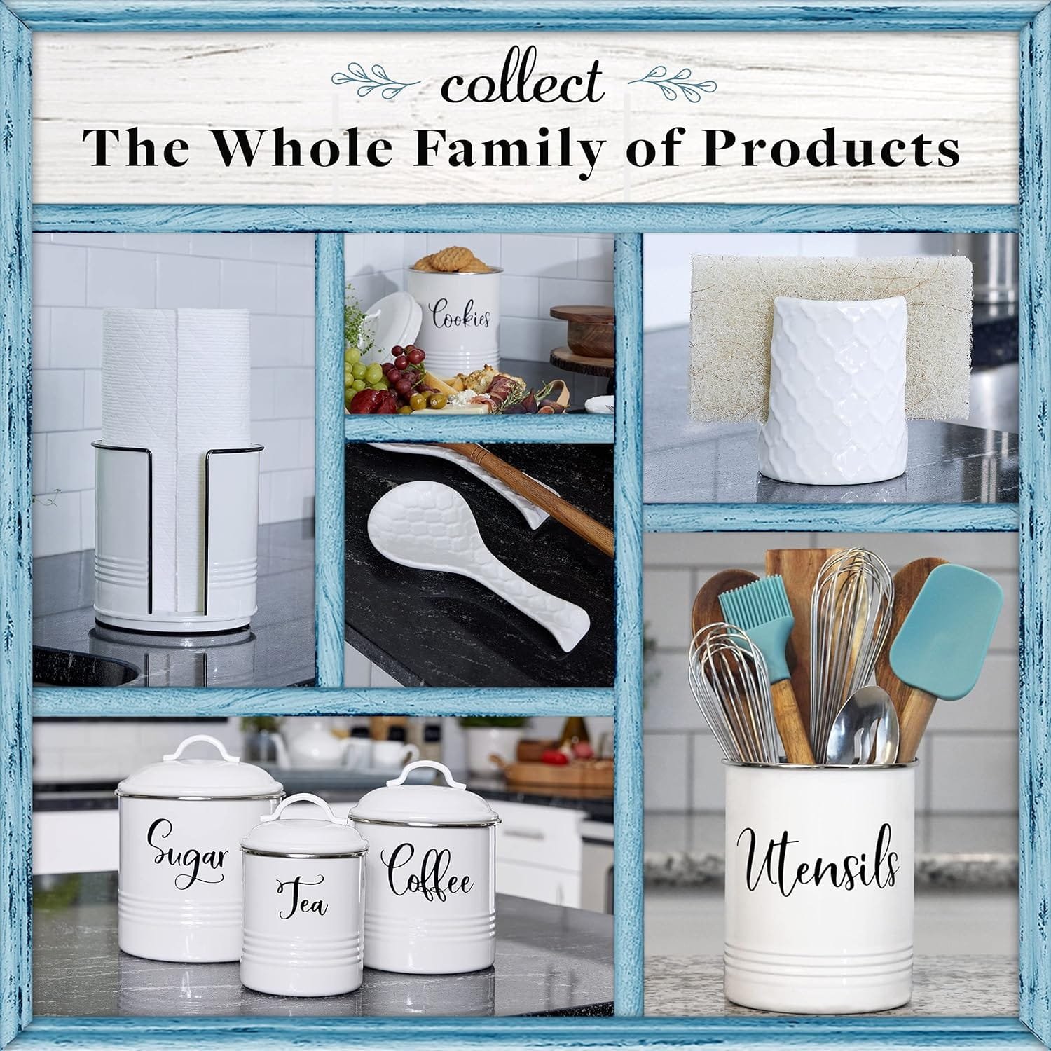 Home Acre Designs Farmhouse Food Jars Canisters Set Kitchen Storage Containers - Sugar, Coffee, Tea