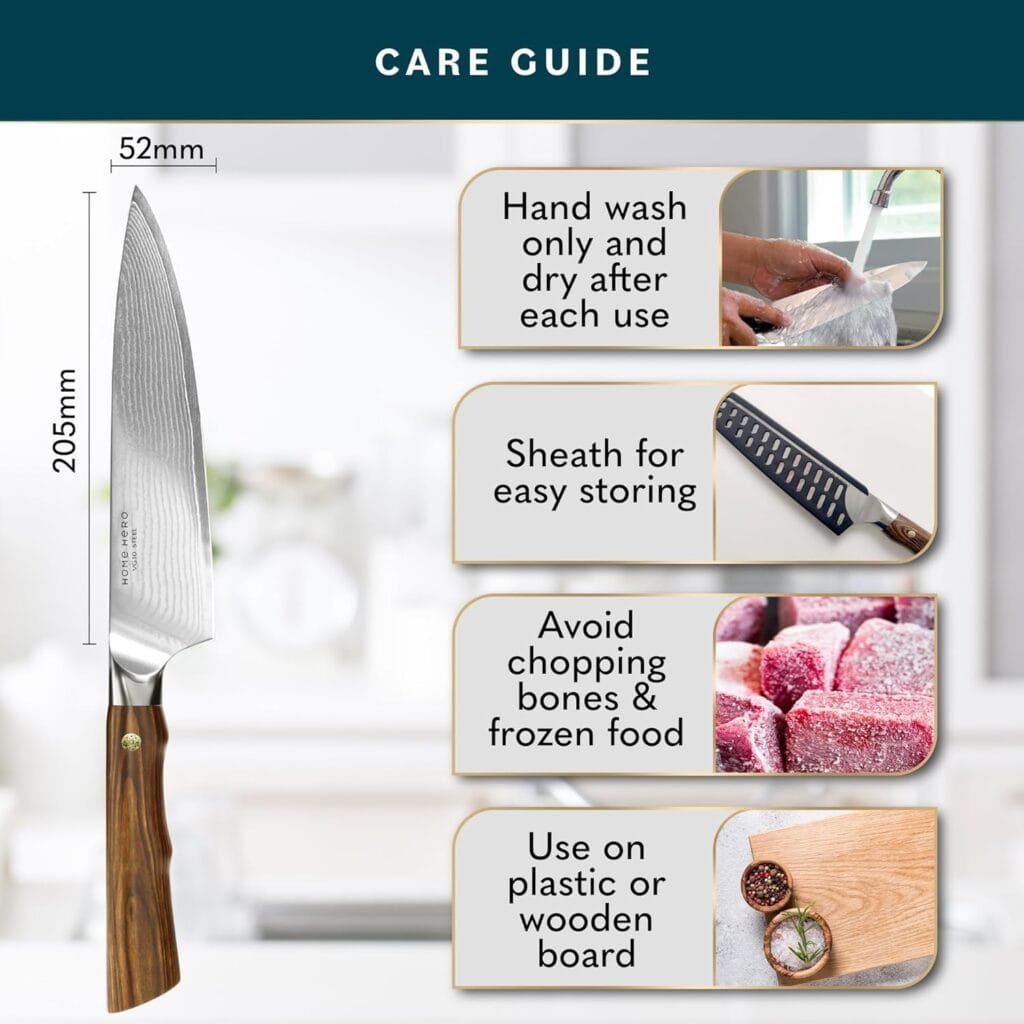 Home Hero 2 Pcs Chef Knife with Sheath - High Carbon Stainless Steel Kitchen Knife with Ergonomic Handle - Razor Sharp Multipurpose Chopping Knife (Stainless Steel 8-Inch Chef Knife) Home Hero 2 Pcs Chef Knife with Sheath - High Carbon Stainless Steel Kitchen Knife with Ergonomic Handle - Razor Sharp Multipurpose Chopping Knife (Stainless Steel 8-Inch Chef Knife)