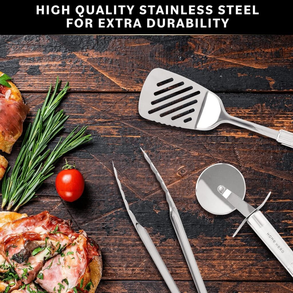 Home Hero 54 Pcs Stainless Steel Kitchen Utensils Set - Nonstick Stainless Steel Cooking Utensils Set - Heat Resistant Kitchen Essentials  Metal Kitchen Gadgets (54 Pcs Set with Utensils Holder) Home Hero 54 Pcs Stainless Steel Kitchen Utensils Set - Nonstick Stainless Steel Cooking Utensils Set - Heat Resistant Kitchen Essentials  Metal Kitchen Gadgets (54 Pcs Set with Utensils Holder)