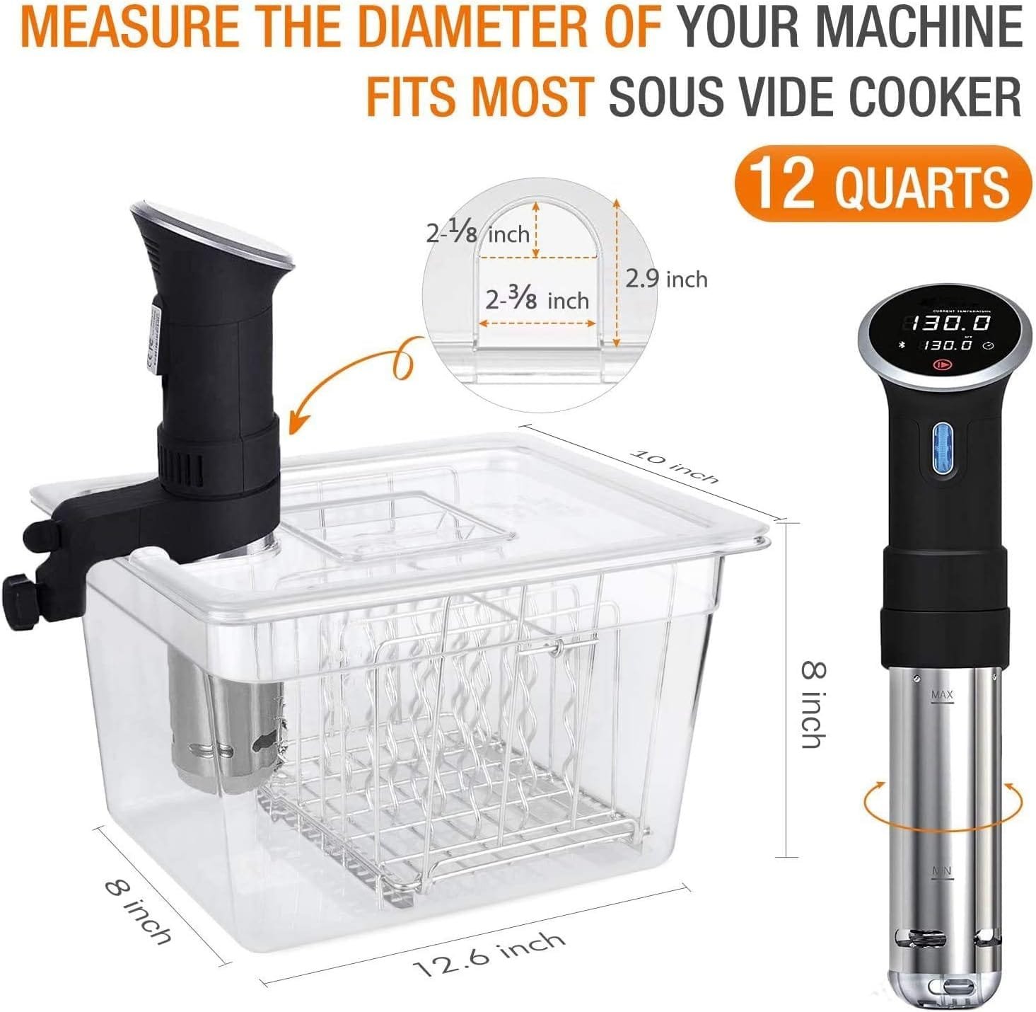 HOMENOTE Container 12 Quart with Lid  Rack and Sleeve - BPA Free Complete Sous Vide Accessories Kit with Cookbook For Anova and Most Sous Vide Cookers