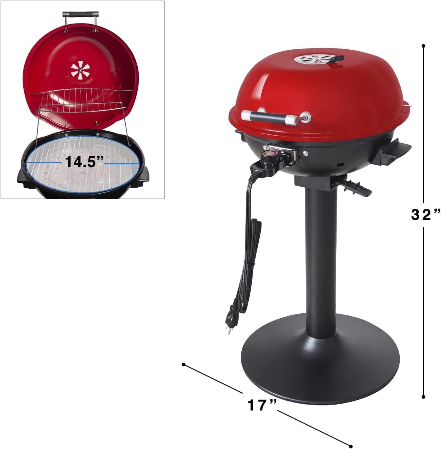 Homewell Electric BBQ Grill for Indoor Outdoor Grilling with Warming Rack - Portable Patio Grill 1600 Watts (Red) Homewell Electric BBQ Grill for Indoor Outdoor Grilling with Warming Rack - Portable Patio Grill 1600 Watts (Red)