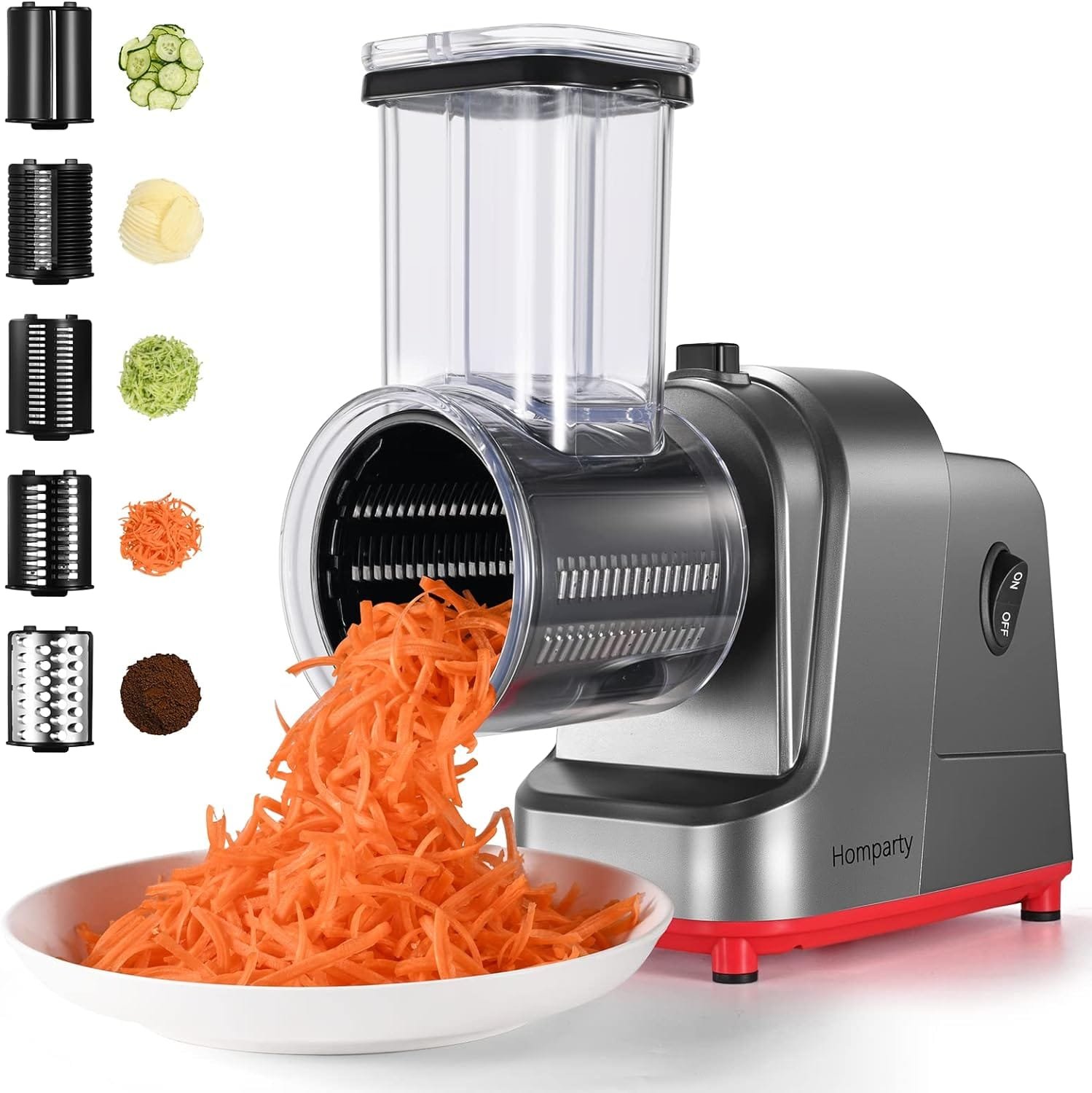 homparty-electric-cheese-grater-250w-professional-electric-slicer-shredder-electric-salad-machine-for-fruits-vegetables- - Cooking Appliance World
