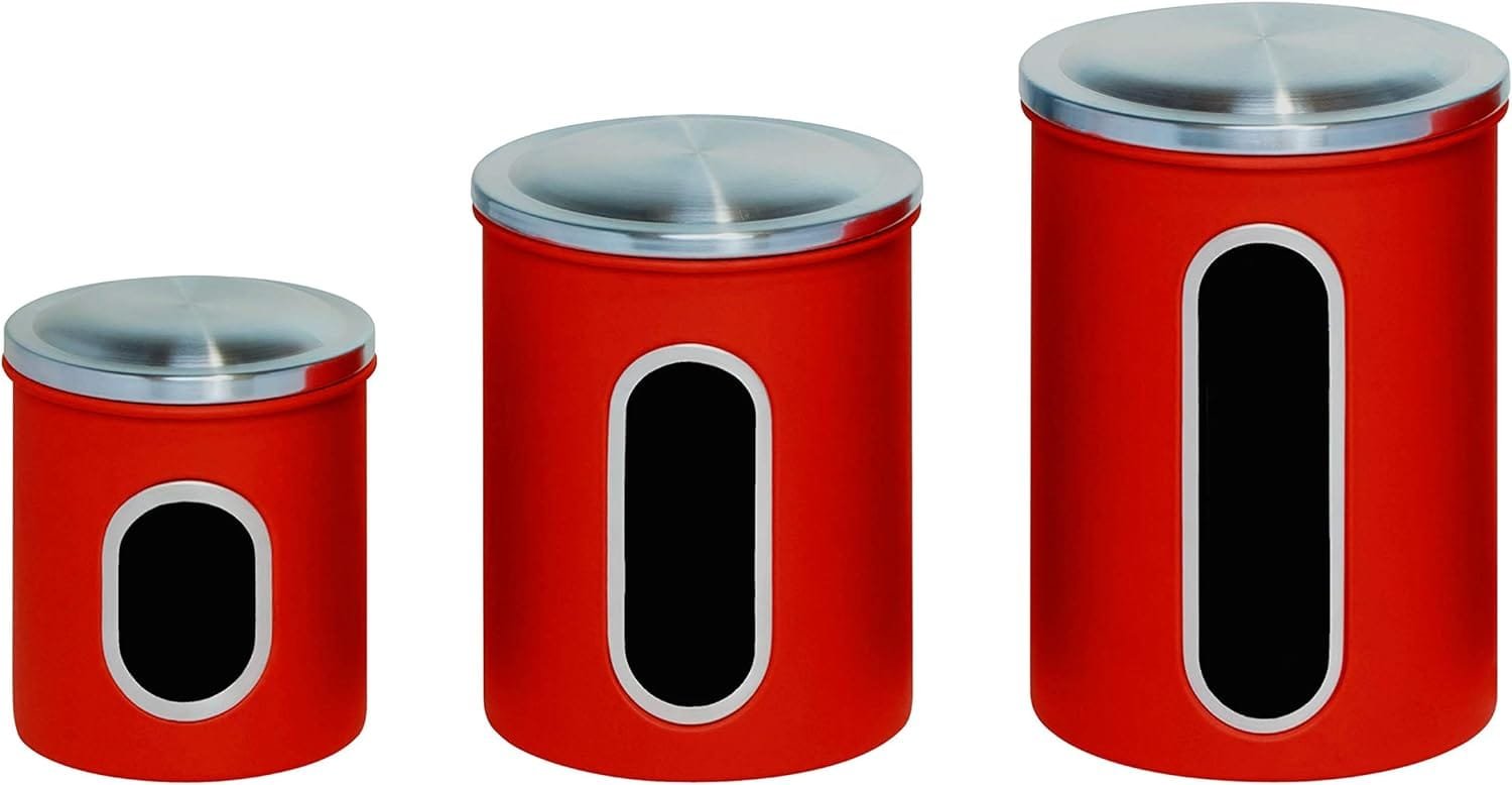 Honey-Can-Do 3-Piece Metal Nested Canister Storage Set, Steel,Silver Honey-Can-Do 3-Piece Metal Nested Canister Storage Set, Steel,Silver