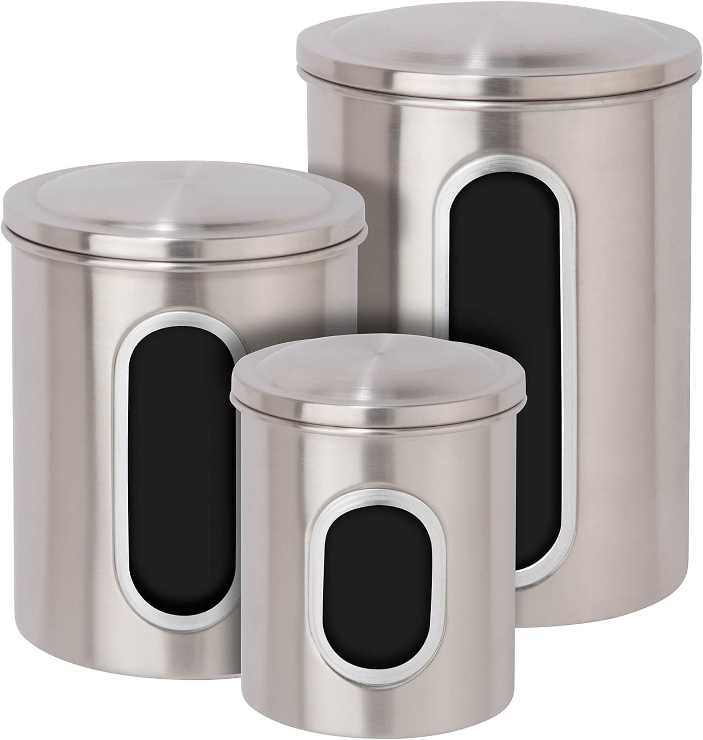Honey-Can-Do 3-Piece Metal Nested Canister Storage Set, Steel,Silver Honey-Can-Do 3-Piece Metal Nested Canister Storage Set, Steel,Silver