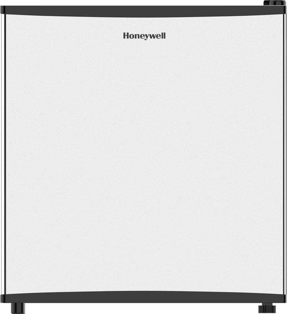 Honeywell Compact Refrigerator 1.6 Cu Ft Mini Fridge with Freezer, Single Door, Low noise, for Bedroom, Office, Dorm with Adjustable Temperature Settings, Black Honeywell Compact Refrigerator 1.6 Cu Ft Mini Fridge with Freezer, Single Door, Low noise, for Bedroom, Office, Dorm with Adjustable Temperature Settings, Black