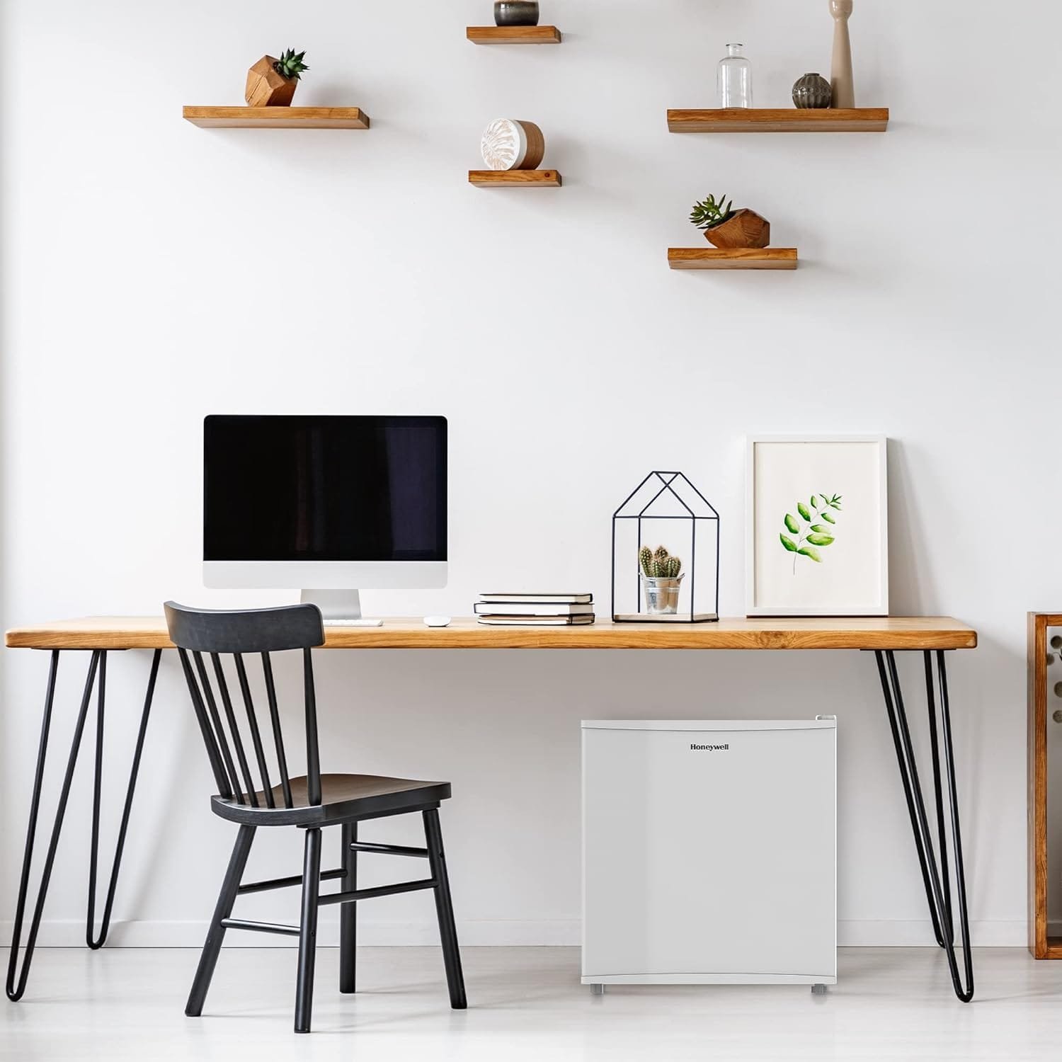 Honeywell Mini Compact Freezer Countertop, 1.1 Cubic Feet, Single Door Upright Freezer with Reversible Door, Removable Shelves, for Home, Dorms, Apartment, Office- White