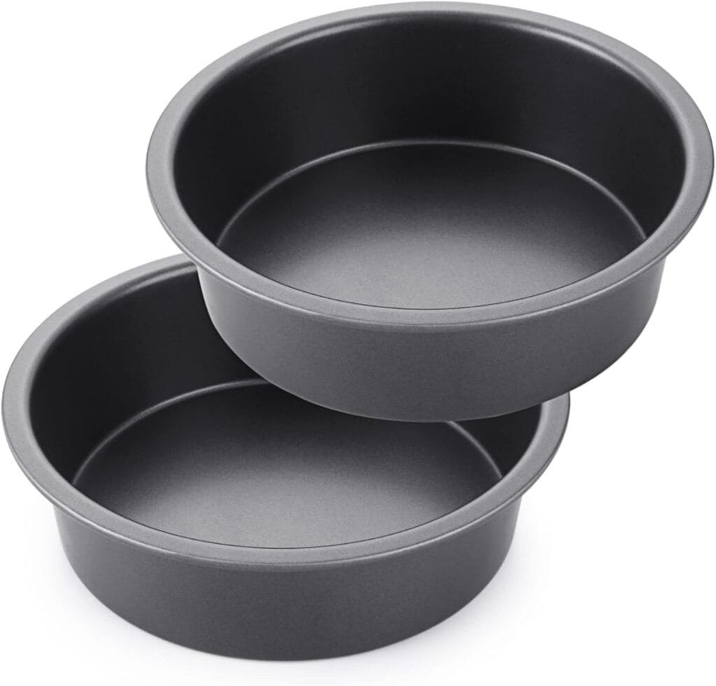 HONGBAKE Round Cake Pan Set for Baking, 8 Inch, Nonstick Circle Cake Pans with Wider Grips, 2 Pieces Layer Cake Tin, Cheesecake Mold, Huty Duty, Dishwasher Safe - Grey HONGBAKE Round Cake Pan Set for Baking, 8 Inch, Nonstick Circle Cake Pans with Wider Grips, 2 Pieces Layer Cake Tin, Cheesecake Mold, Huty Duty, Dishwasher Safe - Grey