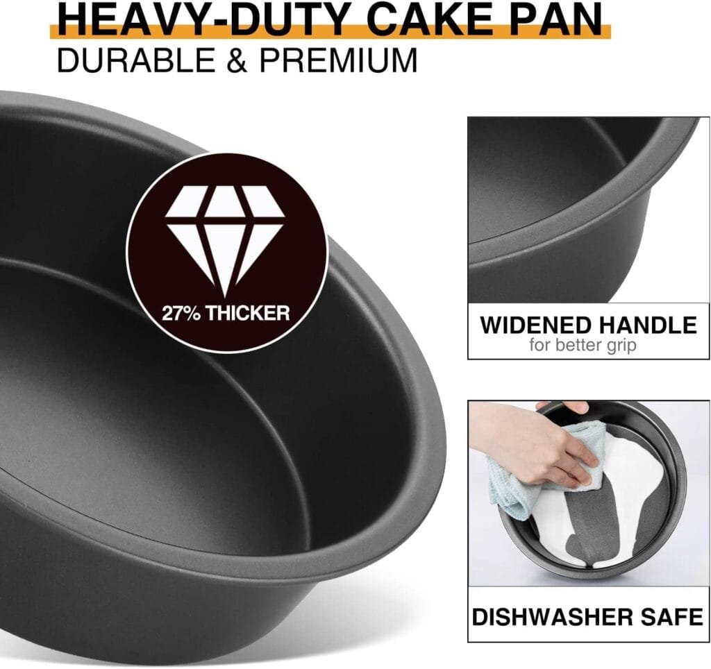 HONGBAKE Round Cake Pan Set for Baking, 8 Inch, Nonstick Circle Cake Pans with Wider Grips, 2 Pieces Layer Cake Tin, Cheesecake Mold, Huty Duty, Dishwasher Safe - Grey HONGBAKE Round Cake Pan Set for Baking, 8 Inch, Nonstick Circle Cake Pans with Wider Grips, 2 Pieces Layer Cake Tin, Cheesecake Mold, Huty Duty, Dishwasher Safe - Grey