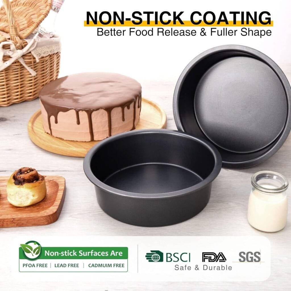 HONGBAKE Round Cake Pan Set for Baking, 8 Inch, Nonstick Circle Cake Pans with Wider Grips, 2 Pieces Layer Cake Tin, Cheesecake Mold, Huty Duty, Dishwasher Safe - Grey HONGBAKE Round Cake Pan Set for Baking, 8 Inch, Nonstick Circle Cake Pans with Wider Grips, 2 Pieces Layer Cake Tin, Cheesecake Mold, Huty Duty, Dishwasher Safe - Grey