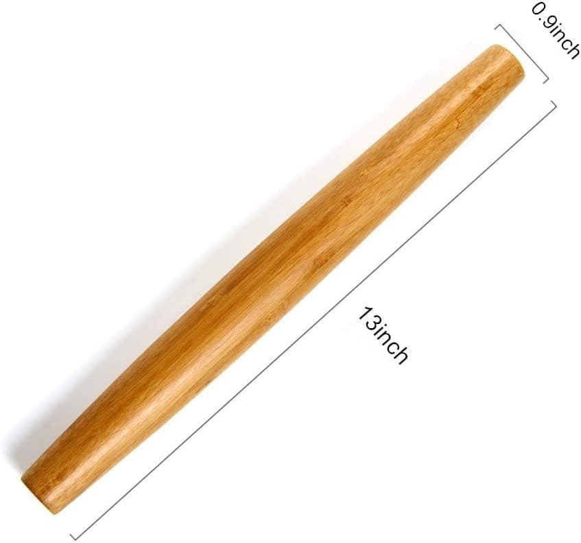 HONGLIDA Classic French Rolling Pins Bamboo Wooden Rolling Pin for Baking Pizza Dough Pie Cookie, 13-Inch