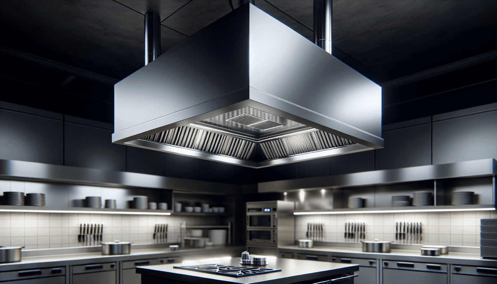 HOODMART 8’ Restaurant Hood with PSP Makeup Air | Type 1 Vent Hood for Commercial Kitchens | Stainless Steel Equipment Made in USA HOODMART 8’ Restaurant Hood with PSP Makeup Air | Type 1 Vent Hood for Commercial Kitchens | Stainless Steel Equipment Made in USA