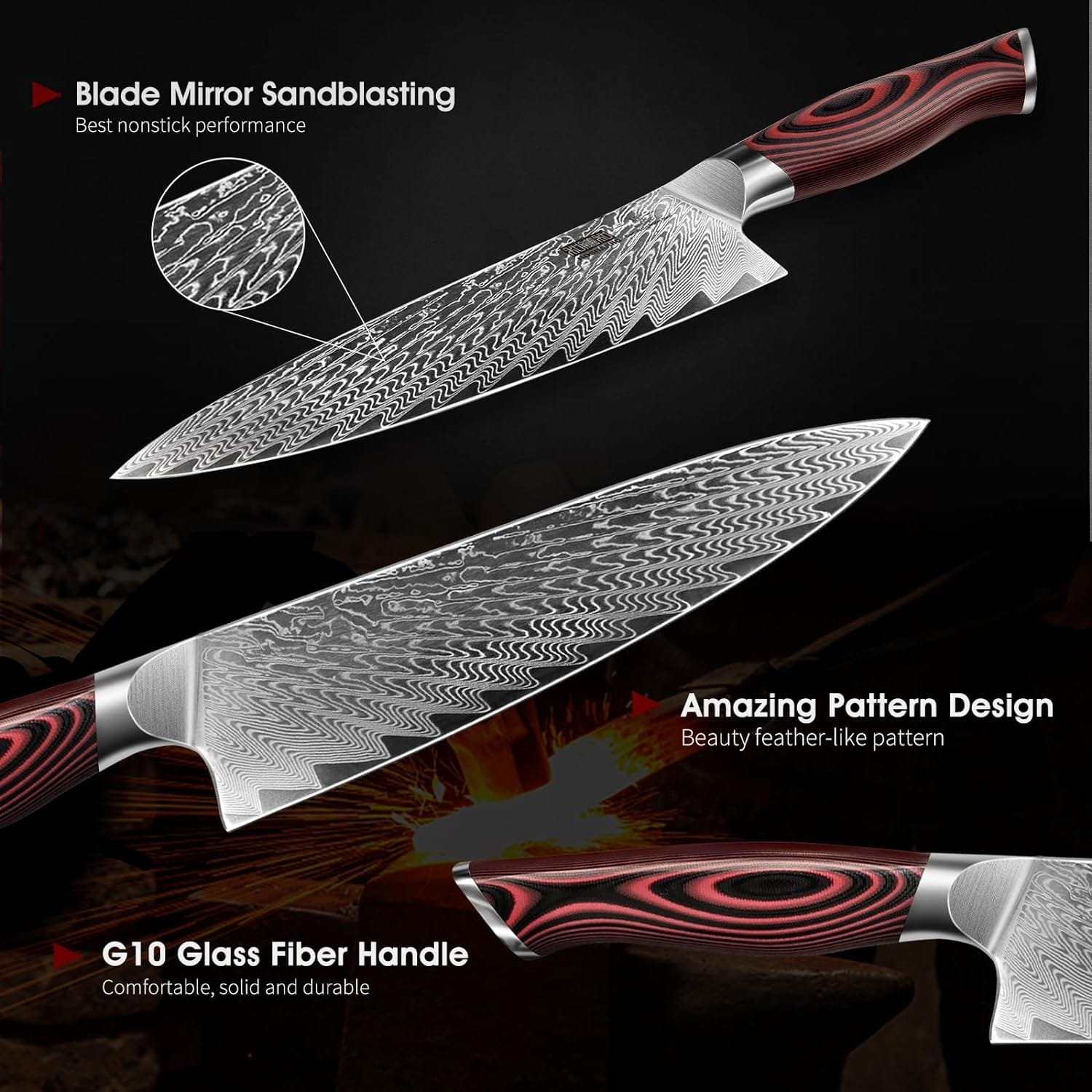 HOSHANHO 8 Inch Damascus Chef Knife, Professional VG-10 Damascus Super Steel Kitchen Knife, Ultra Sharp Cooking Knife with Ergonomic G10 Handle HOSHANHO 8 Inch Damascus Chef Knife, Professional VG-10 Damascus Super Steel Kitchen Knife, Ultra Sharp Cooking Knife with Ergonomic G10 Handle