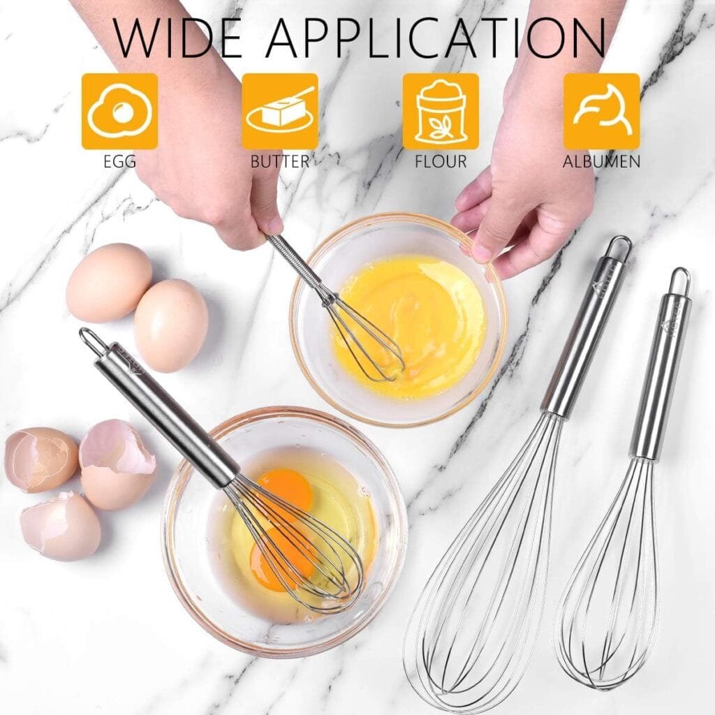 HOTEC 4 Pieces Silcone Whisks Set, Wire Balloon Whisks Egg Beater, Non-slip Handle Whisk for Non-stick Cookware Perfect for Cooking, Stirring, Beating and Blending (Multicolor) HOTEC 4 Pieces Silcone Whisks Set, Wire Balloon Whisks Egg Beater, Non-slip Handle Whisk for Non-stick Cookware Perfect for Cooking, Stirring, Beating and Blending (Multicolor)