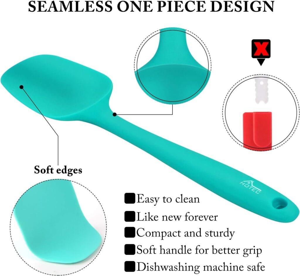 HOTEC Food Grade Silicone Rubber Spatula Set for Baking, Cooking, and Mixing High Heat Resistant Non Stick Dishwasher Safe BPA-Free Multicolor Set of 5