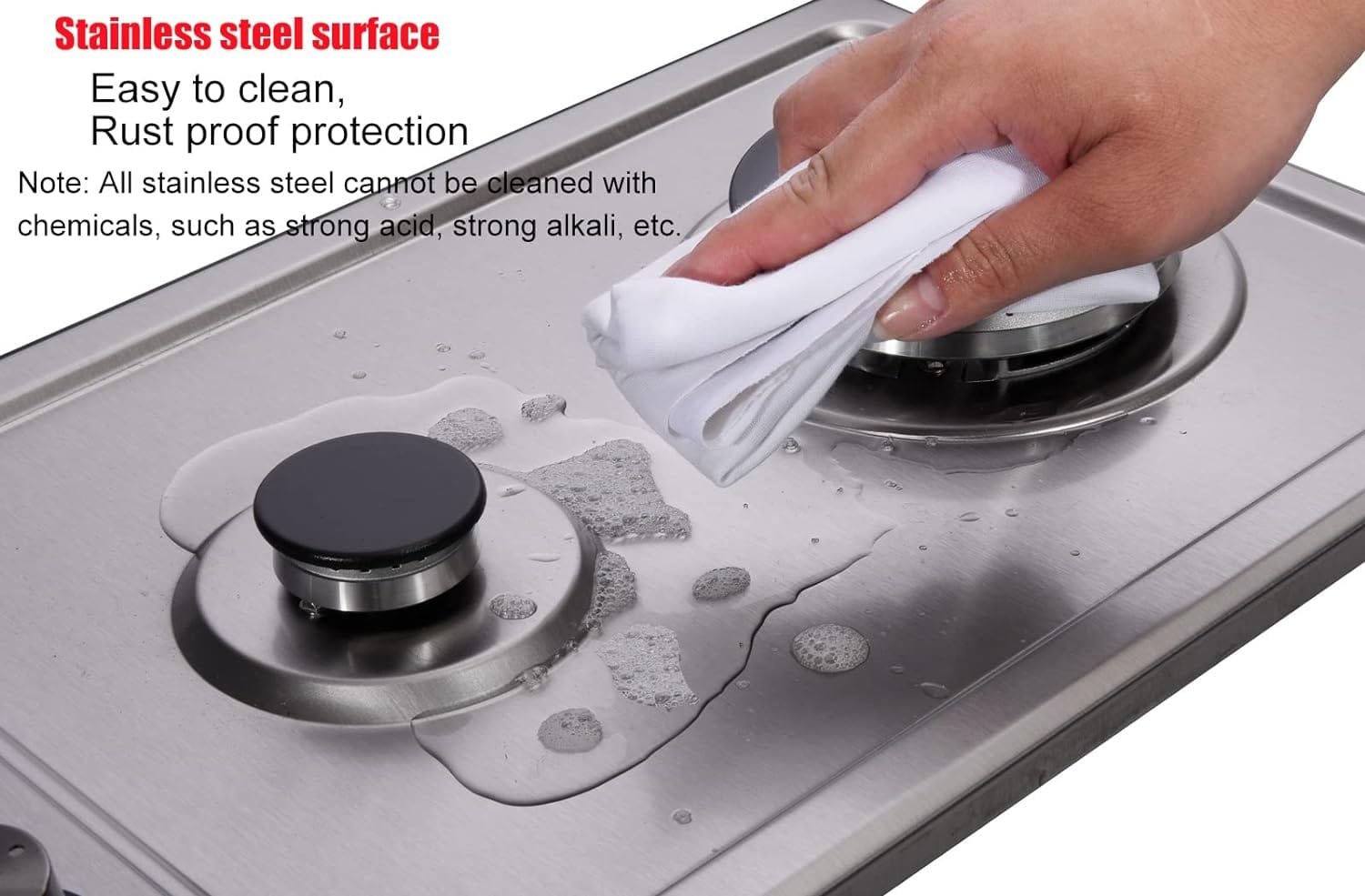 Hothit Propane Gas Cooktop 30 Inch, 5 Burner Built-in Stainless Steel Gas Stove Top, LPG/NG Dual Fuel Auto Ignition Gas Hob, Include Gas Pressure Regulator(L30×W20)