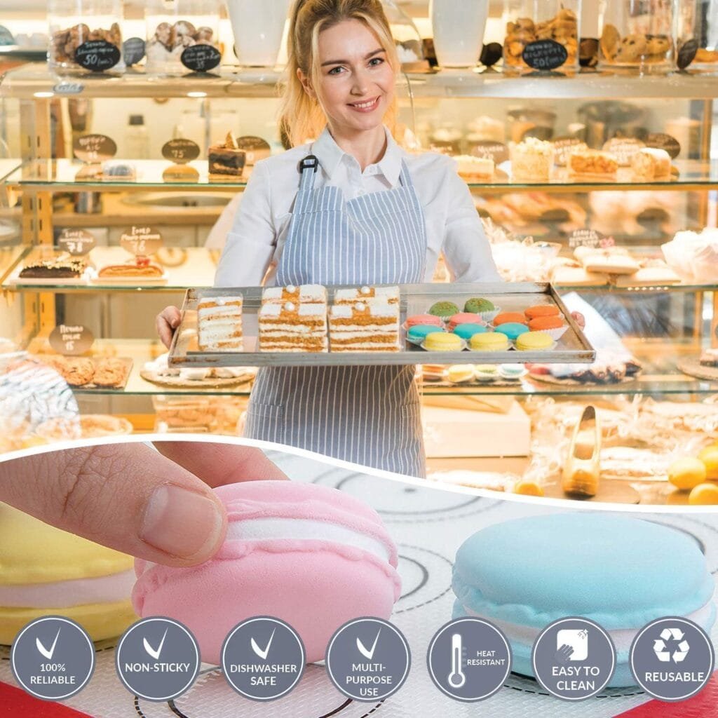 HOTPOP Silicone Baking Mats 0.75mm - Non-Stick Silicone Sheets for Bake Pans  Rolling with Outlines for Pastries - Silicone Baking Sheet - Macaron/Pastry/Cookie/Bun/Bread Making (3 QUARTER SIZE)