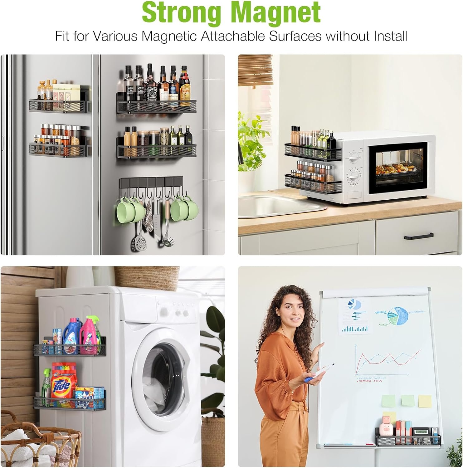 Housmile Magnetic Spice Rack, Magnetic Spice Racks for Refrigerator 5 Pack Moveable, Metal Pantry Organization and Storage, Heavy-Duty Back of Door Spice Rack for Kitchen, Black Housmile Magnetic Spice Rack, Magnetic Spice Racks for Refrigerator 5 Pack Moveable, Metal Pantry Organization and Storage, Heavy-Duty Back of Door Spice Rack for Kitchen, Black