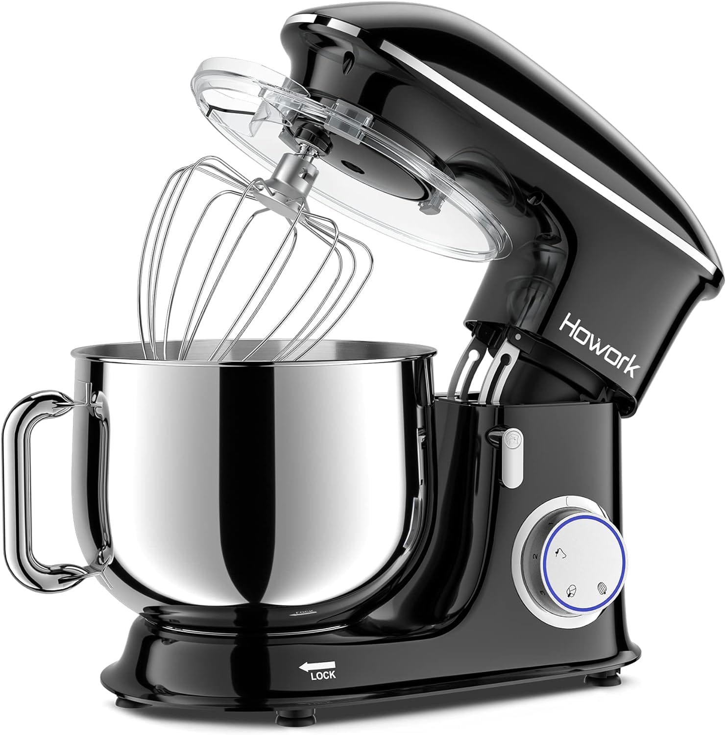 HOWORK 8.5QT Stand Mixer, 660W 6+P Speed Tilt-Head, Electric Kitchen Mixer With Dishwasher-Safe Dough Hook, Beater, Wire Whip Pouring Shield (8.5 QT, Black) HOWORK 8.5QT Stand Mixer, 660W 6+P Speed Tilt-Head, Electric Kitchen Mixer With Dishwasher-Safe Dough Hook, Beater, Wire Whip Pouring Shield (8.5 QT, Black)